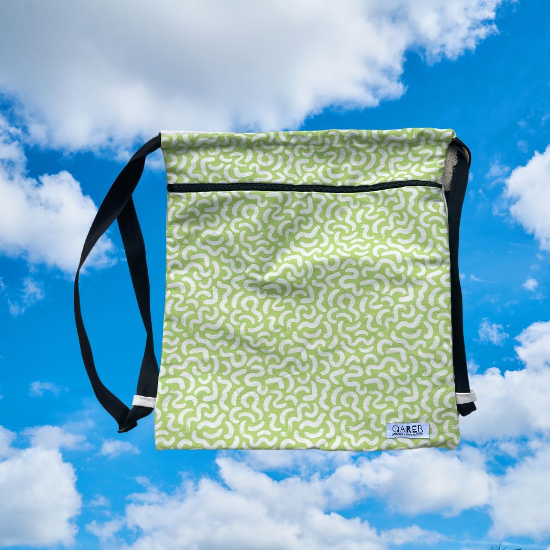 Lime Doodle String Bag