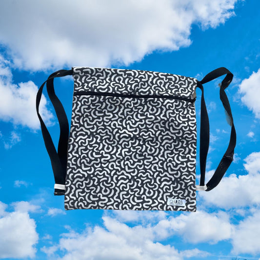 Black Doodle String Bag